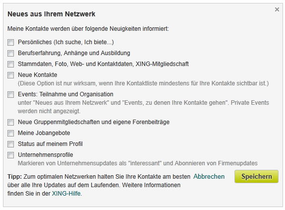 Xing - Was möchten Sie Ihrem Netzwerk mitteilen