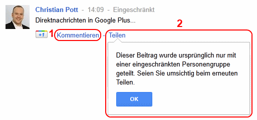 Nachrichten in Google Plus