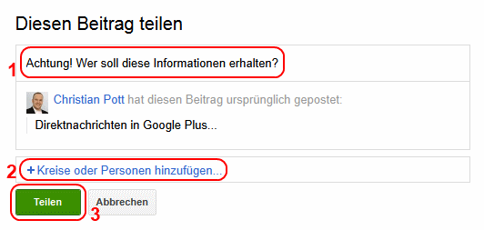 Nachrichten in Google Plus